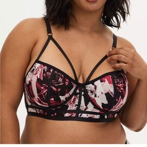 Torrid Curve Longline Bra Floral Print Size 2 (2X) Whimsigoth